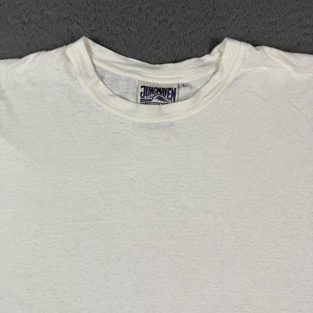 Jungmaven Shirt Mens Large White Crewneck Short Sleeve Hemp Cotton USA Made